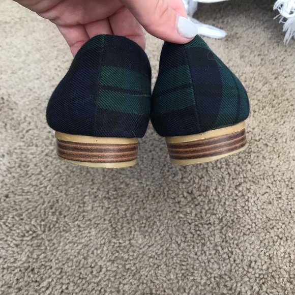 Navy and Green Plaid Ballet Flats - Picture 3 of 6